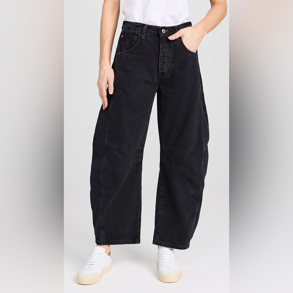 Free People / We The Free Good Luck Mid-Rise Barrel Jean BLACK
